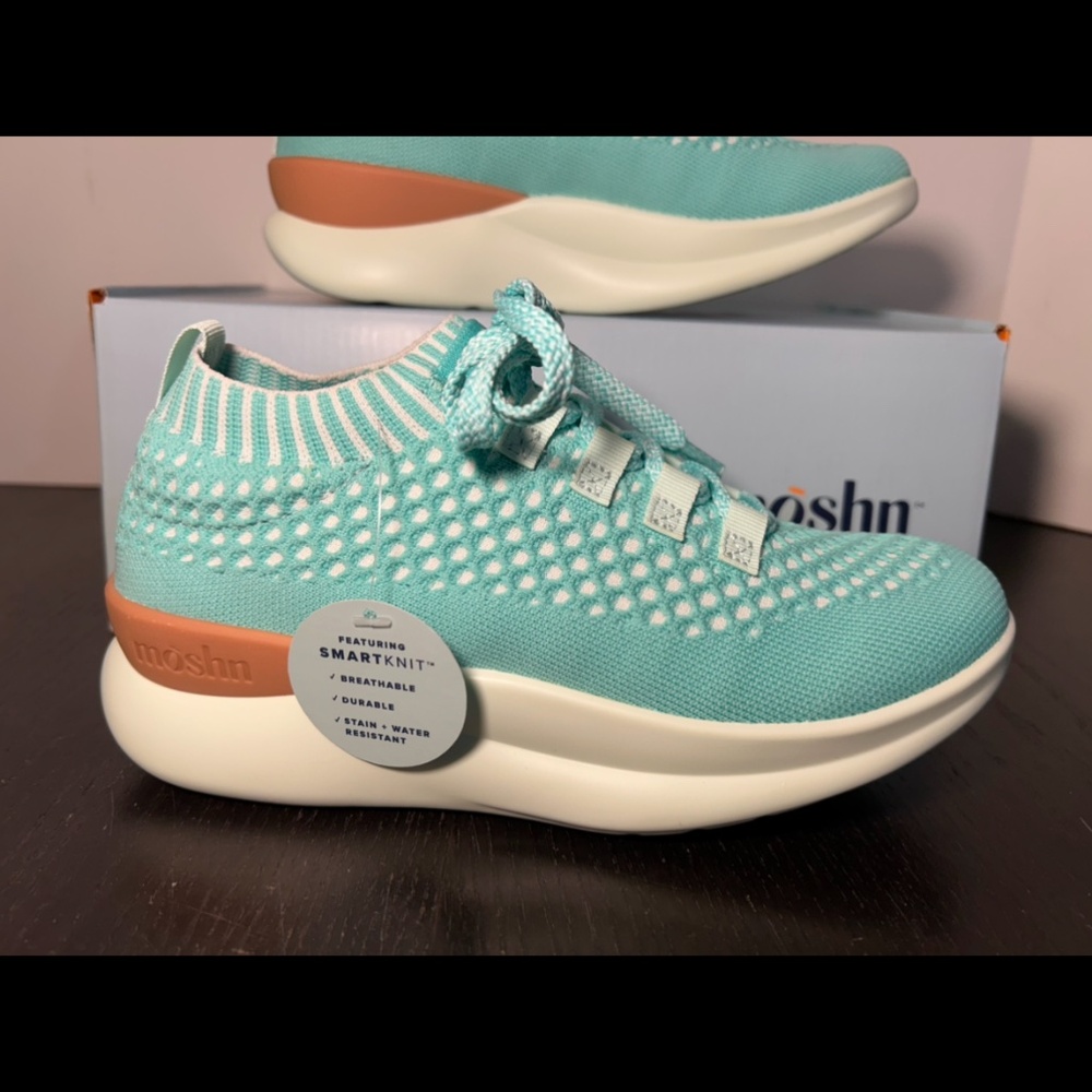 Moshn By Klogs Vigor Knit Shoes Sneakers Aqua Green Womans 6M